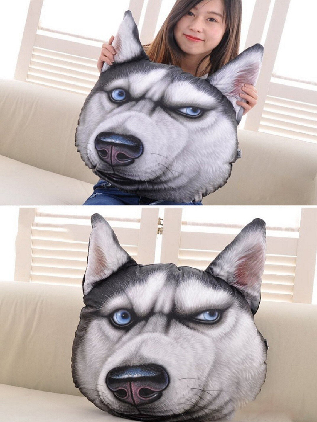 SKYLOFTS Kids Grey Dog Shape Pillow 3D Cushion