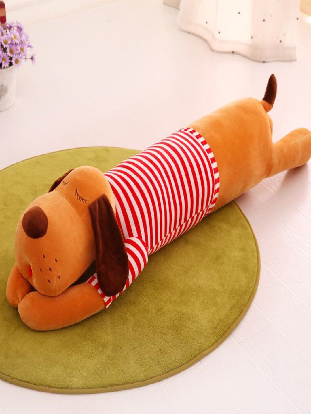 SKYLOFTS Unisex Kids Brown & Red Dog Pillow Soft Toy