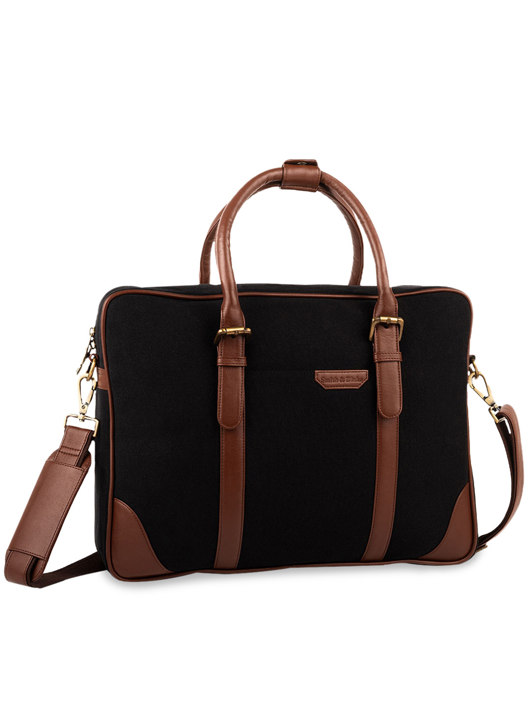 Smith & Blake Unisex Black & Brown Messenger Bag