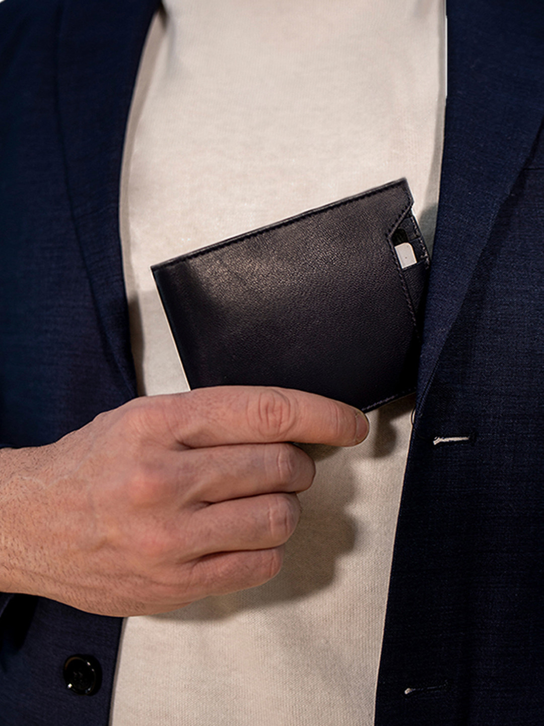 Smith & Blake Unisex Navy Blue Leather Two Fold Wallet