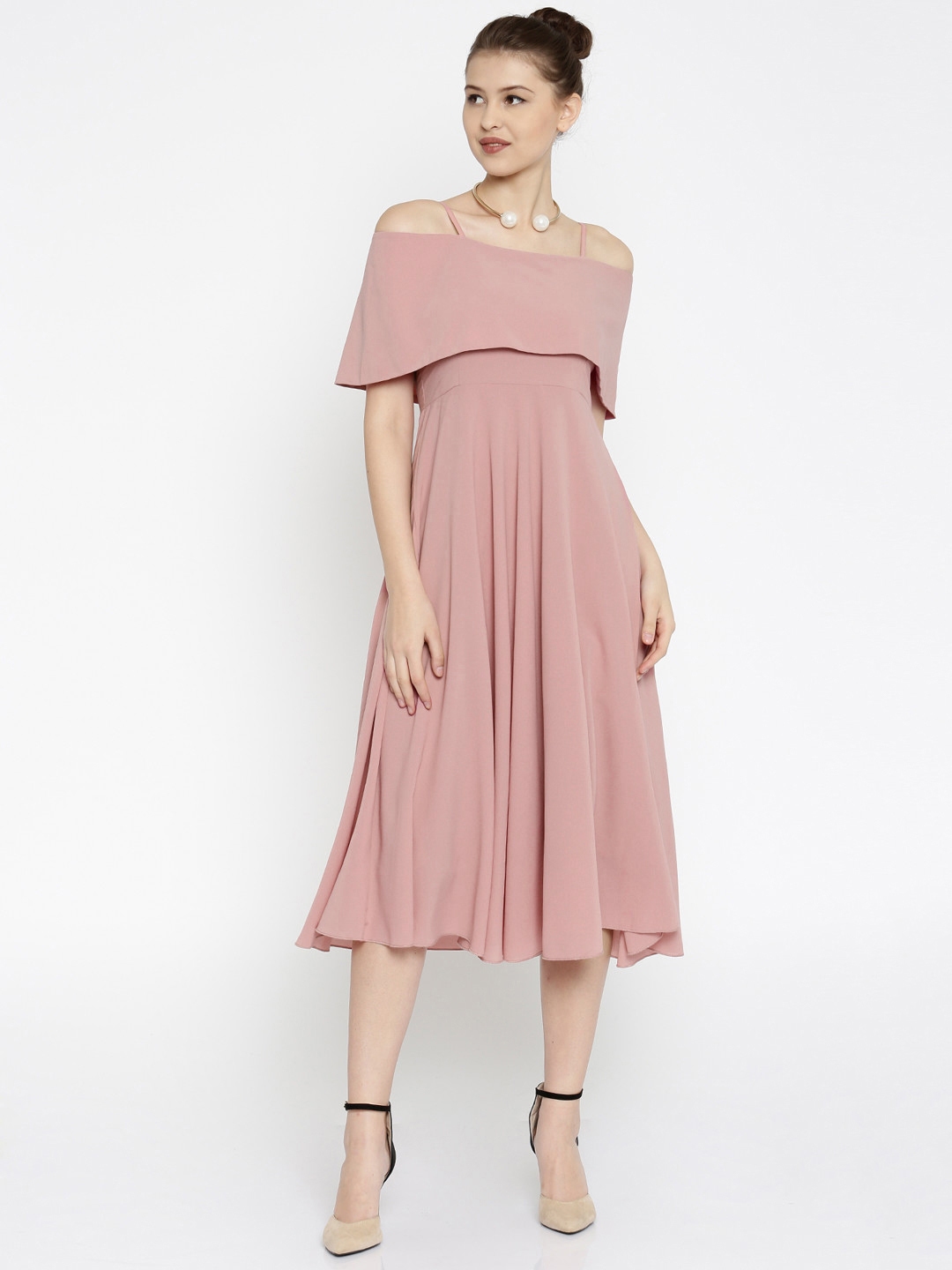 Buy SASSAFRAS Rose Fit & Flare Off Shoulder Midi Dress - Dresses ...
