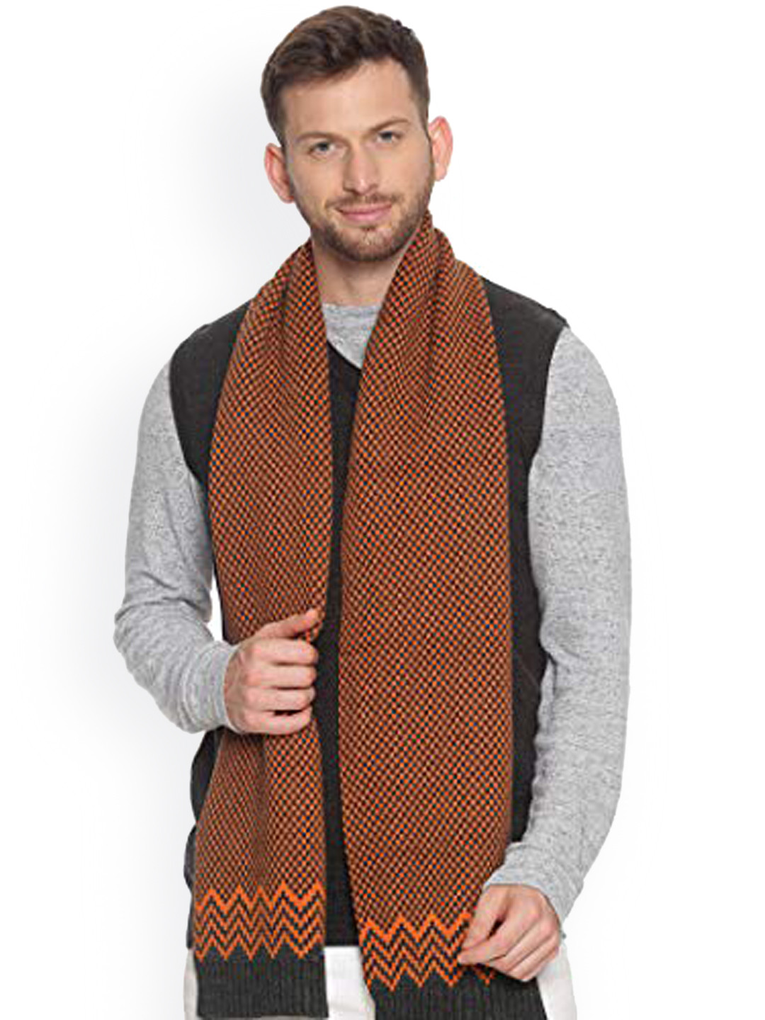 513 Men Orange Patterned Mufflers