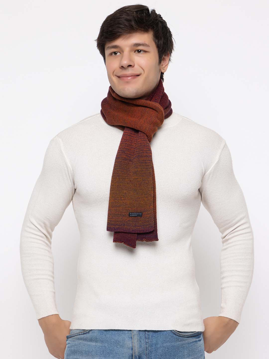 513 Men Red Printed Woolen Muffler