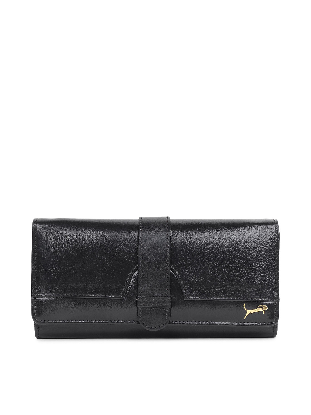 WILD EDGE Women Black Leather Envelope Wallet