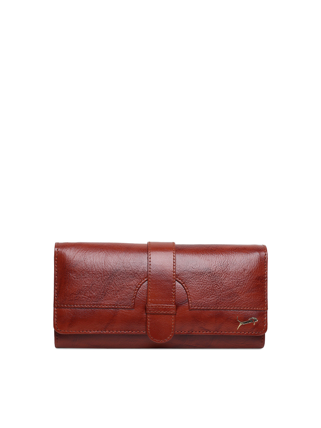 WILD EDGE Women Tan Textured Leather Envelope