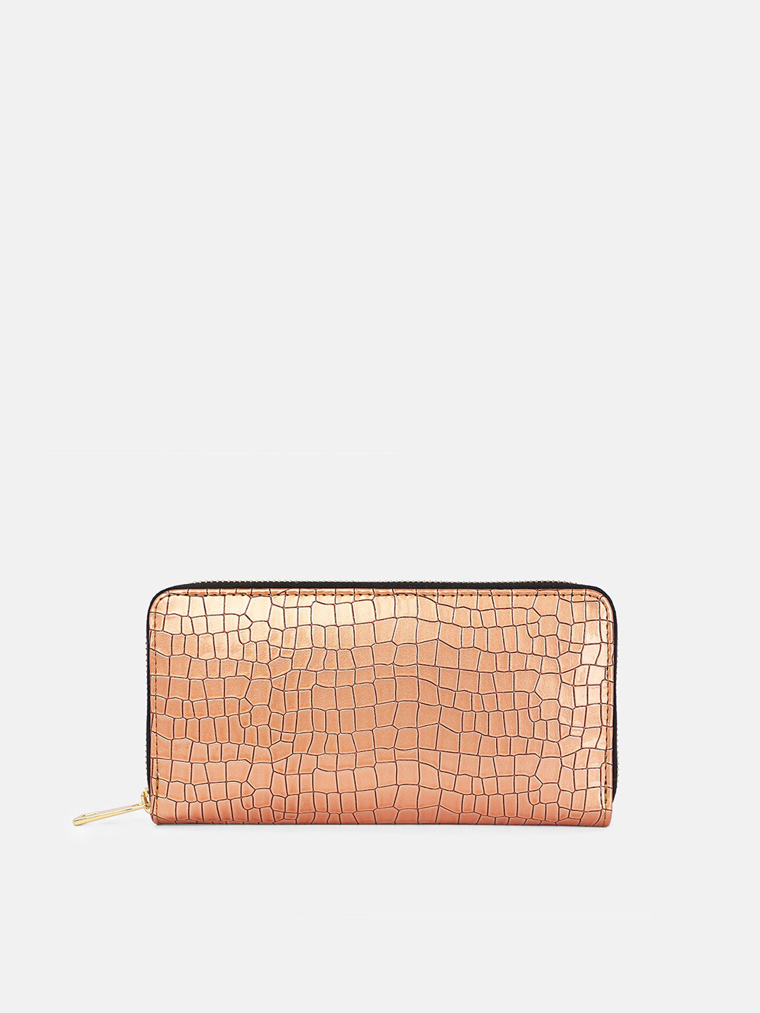 Bagsy Malone Women Copper-Toned Textured PU Zip Around Wallet