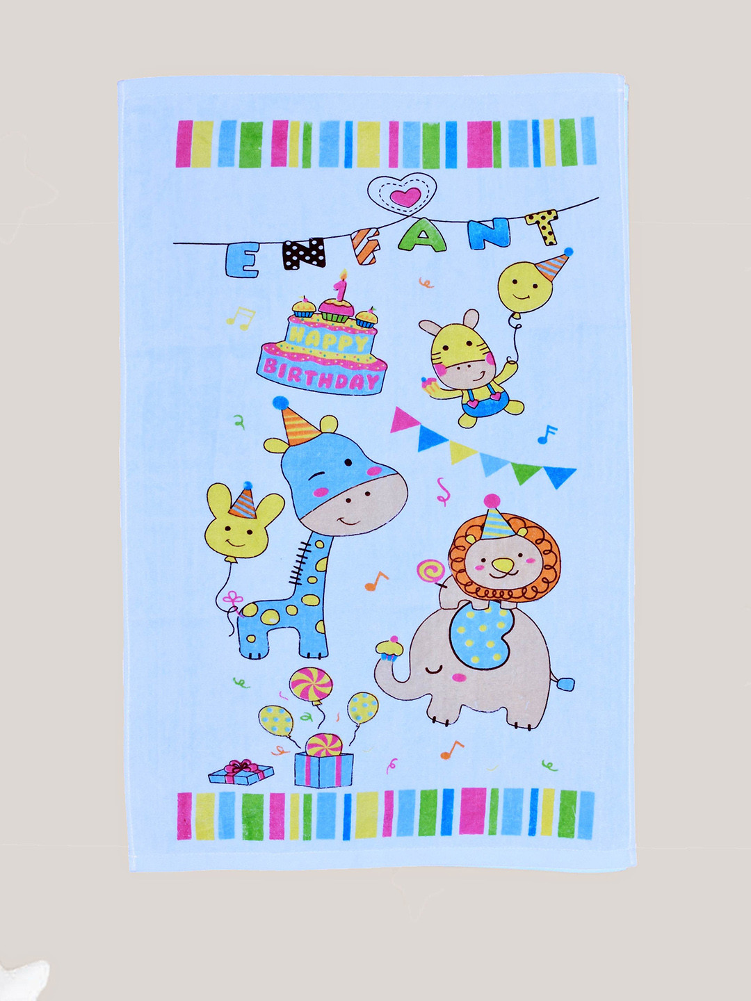 The Little Lookers Infants Blue Printed 354 GSM Bath Towel