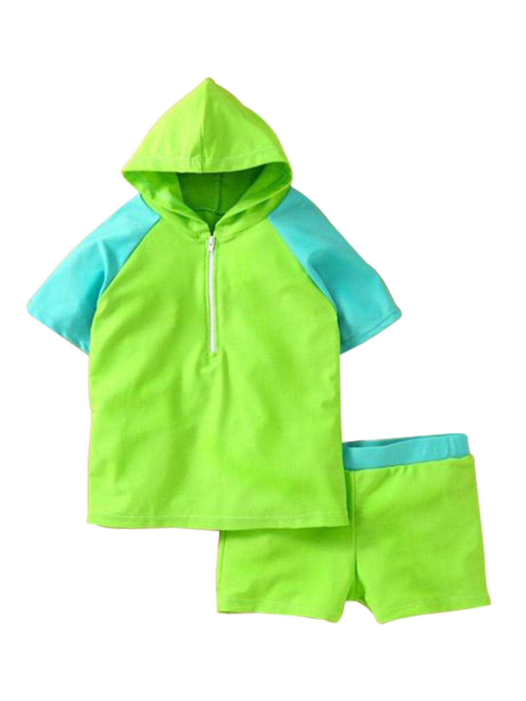 Yellow Bee Boys Green Solid Swimwear