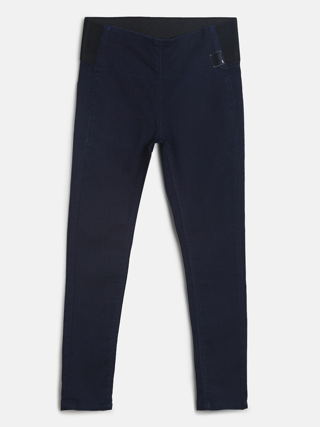TALES & STORIES Girls Navy Blue Solid Cotton Blend Jeggings