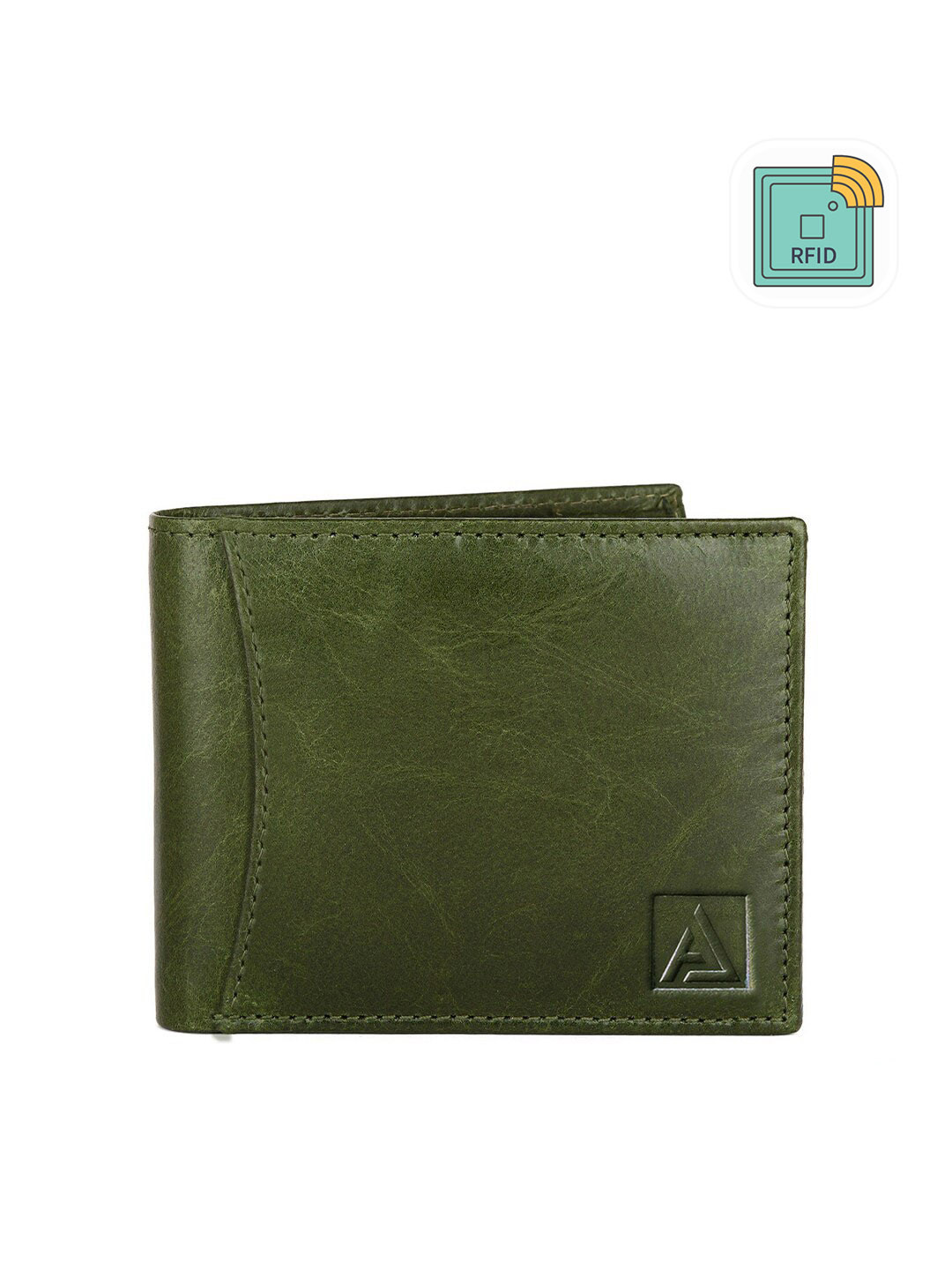 AVOLT Men Green Leather Two Fold Wallet