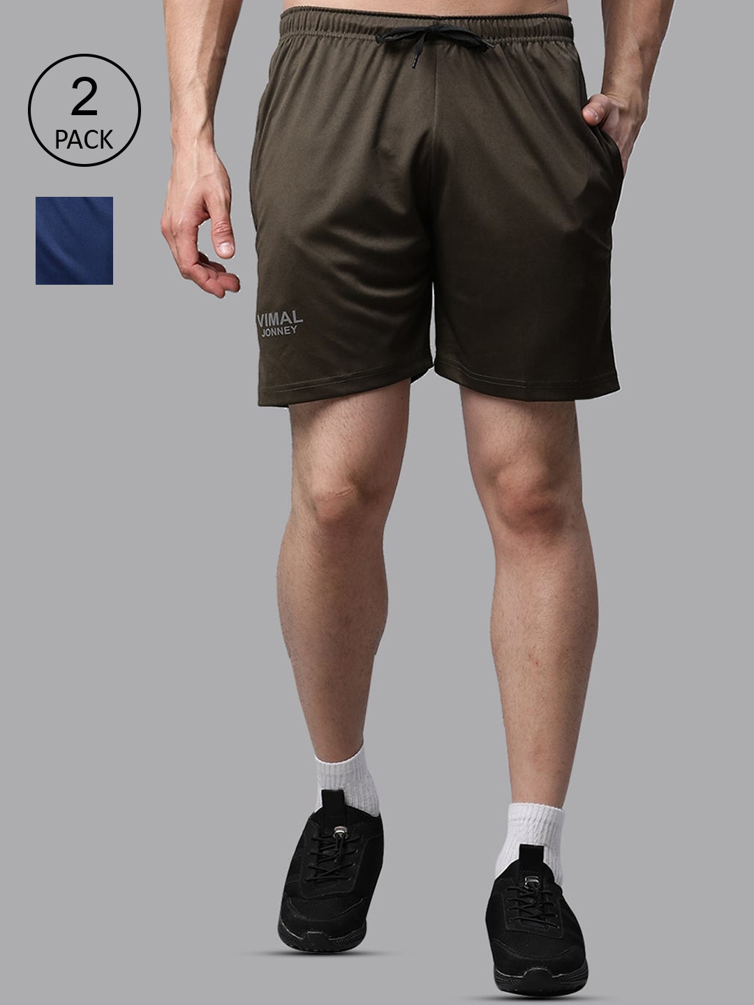 MACK JONNEY JONNEY Men Blue Training or Gym Shorts Pack Of 2