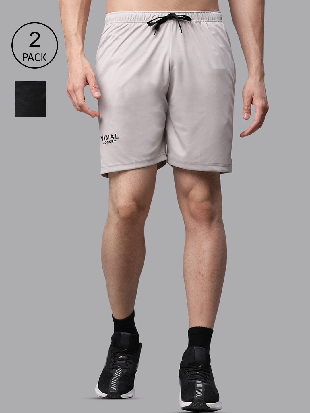 MACK JONNEY JONNEY Men Black Training or Gym Shorts Pack Of 2