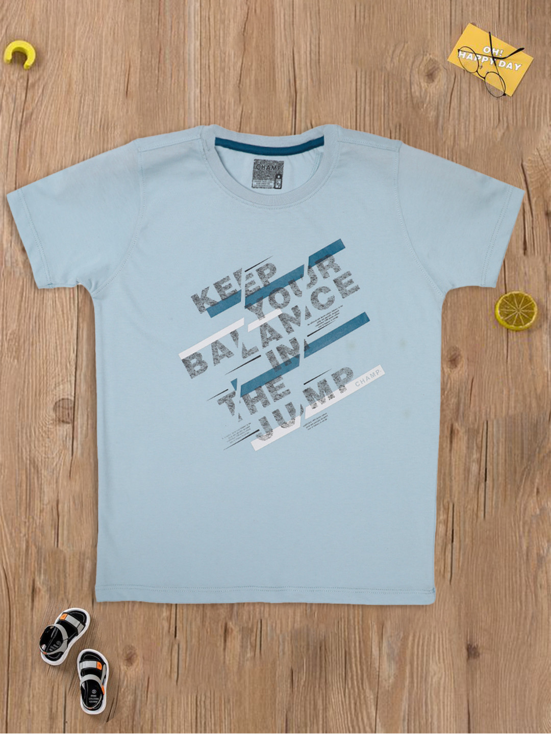 AXM CHAMP Boys Blue Printed T-shirt