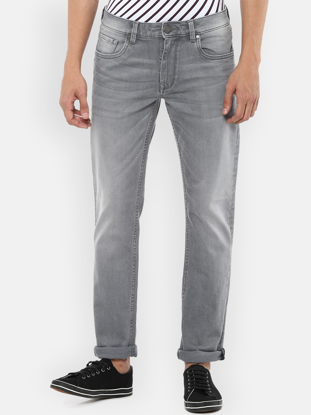Louis Philippe Jeans Men Grey Slim Fit Light Fade Jeans