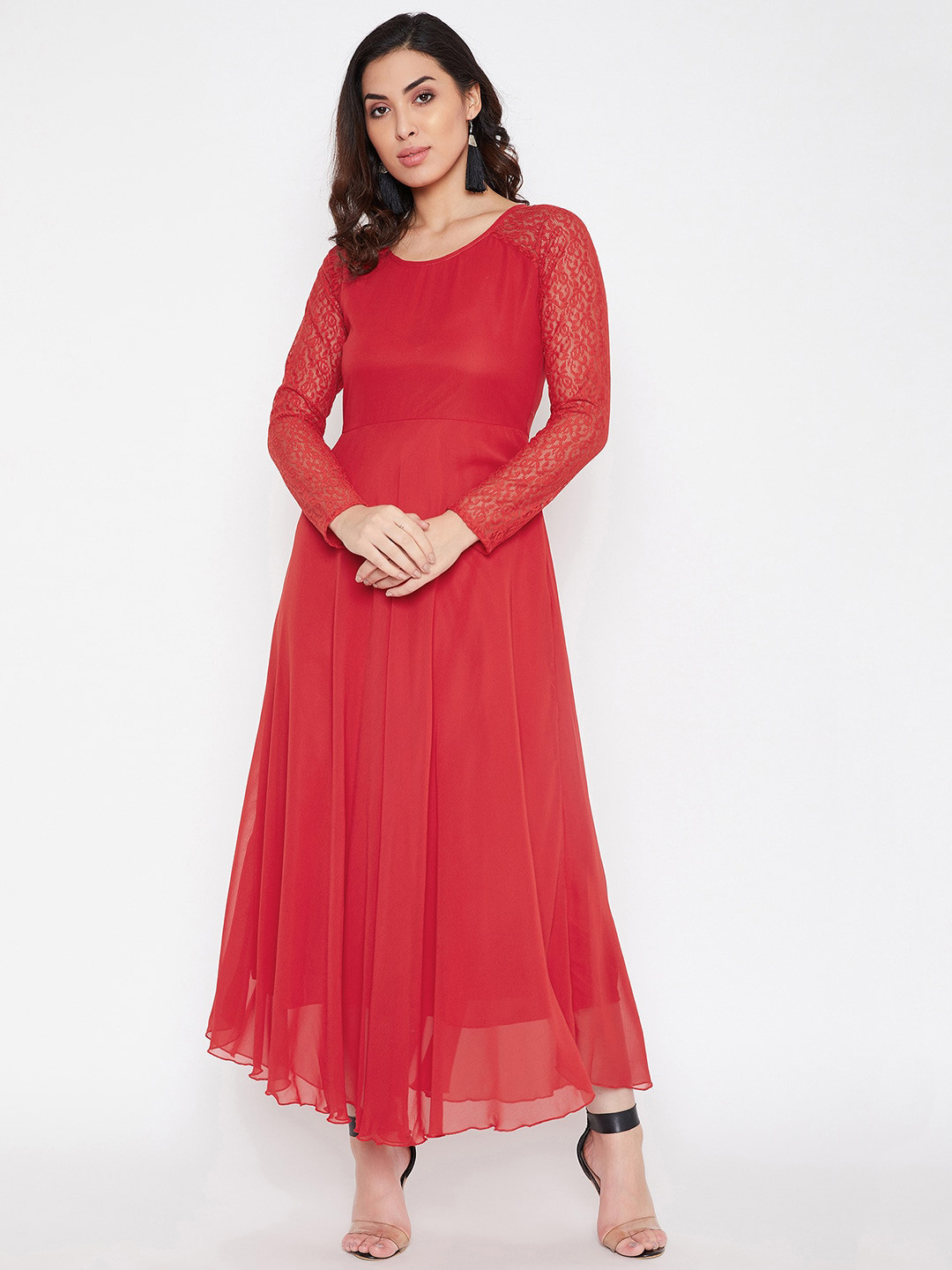 HELLO DESIGN Red Georgette Maxi Dress