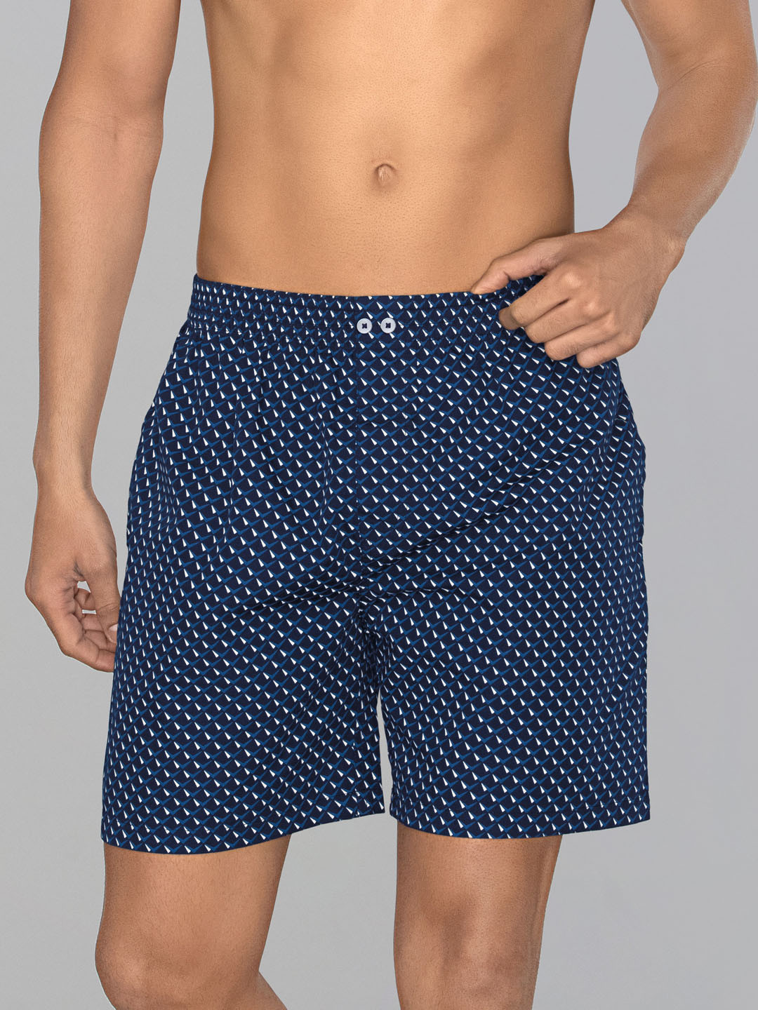 XYXX Men Printed Astor Blue Super Combed Cotton Boxer Shorts