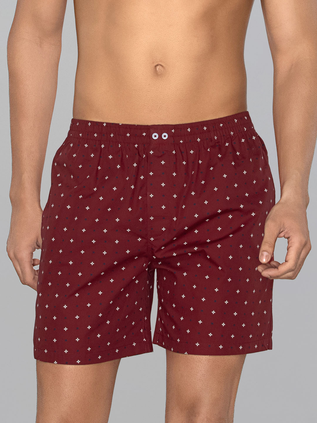 XYXX Men Printed Astor Maroon Super Combed Cotton Boxer Shorts