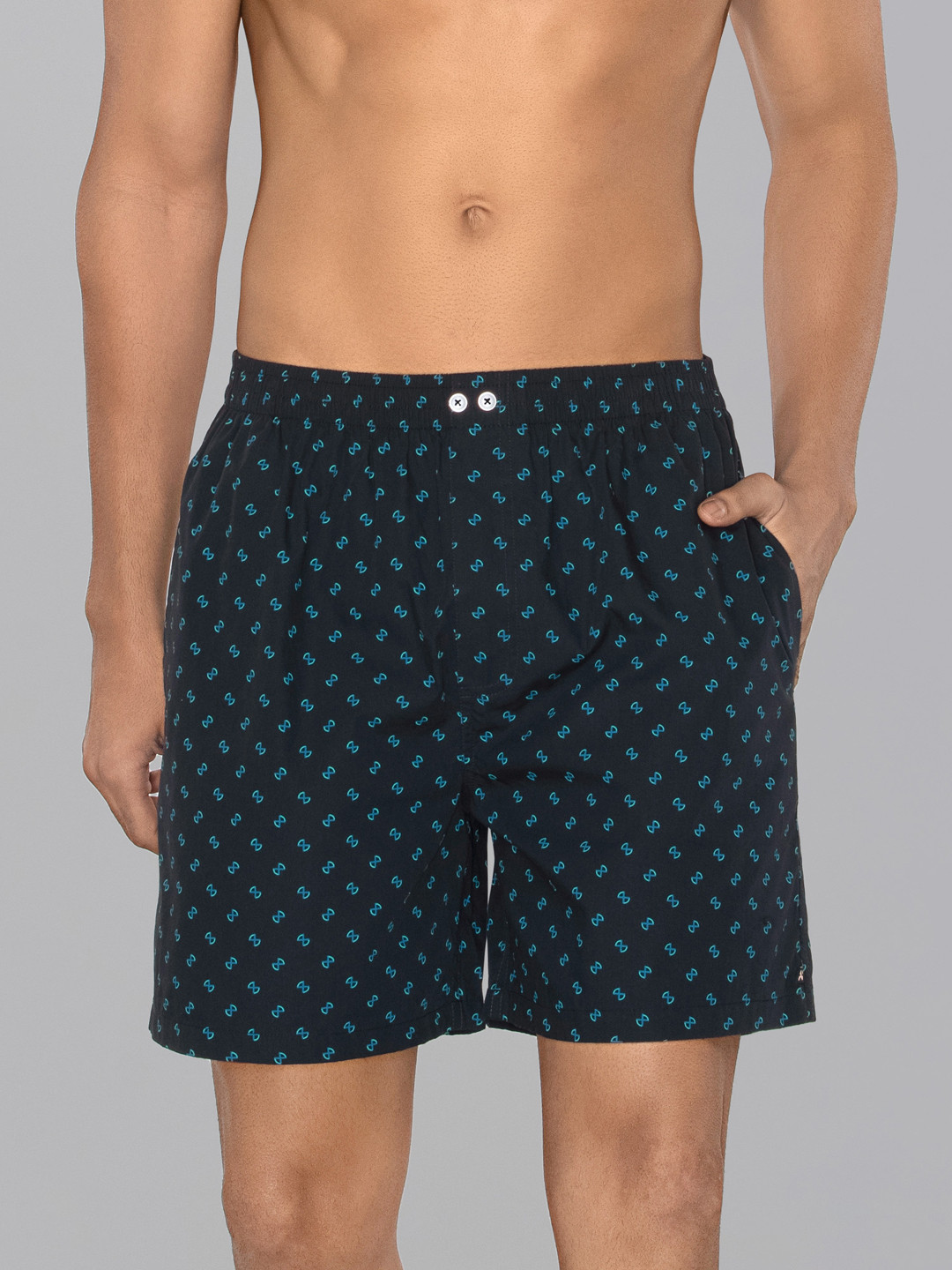 XYXX Men Printed Astor Blue Super Combed Cotton Boxer Shorts