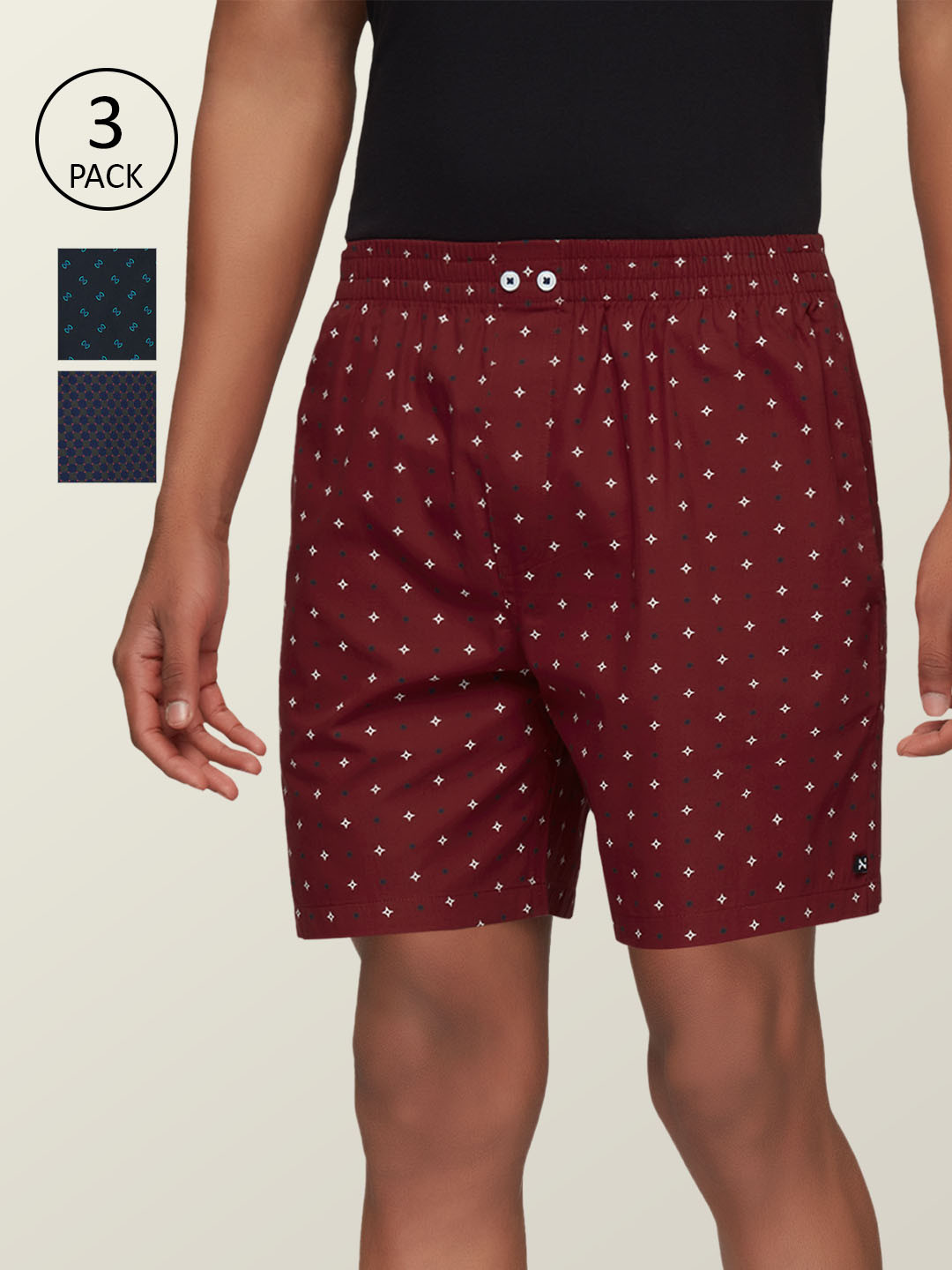 XYXX Men Pack of 3 Comfort Fit Super Combed Cotton Astor Boxer XYBOX3PCKN197