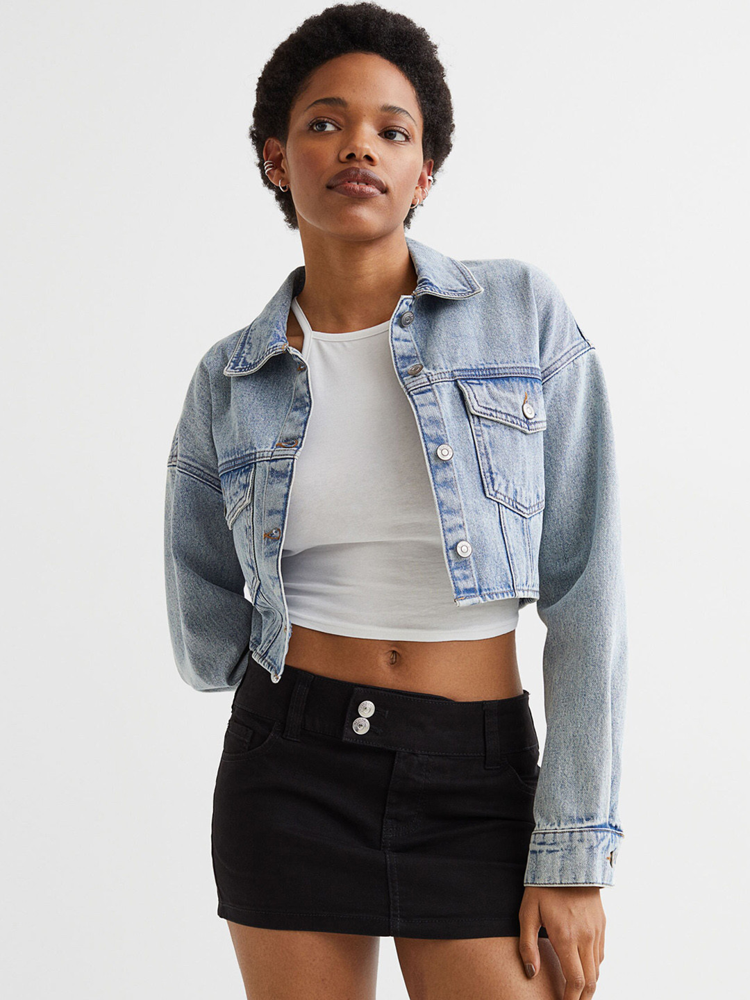 H&M Black Short Twill Skirt