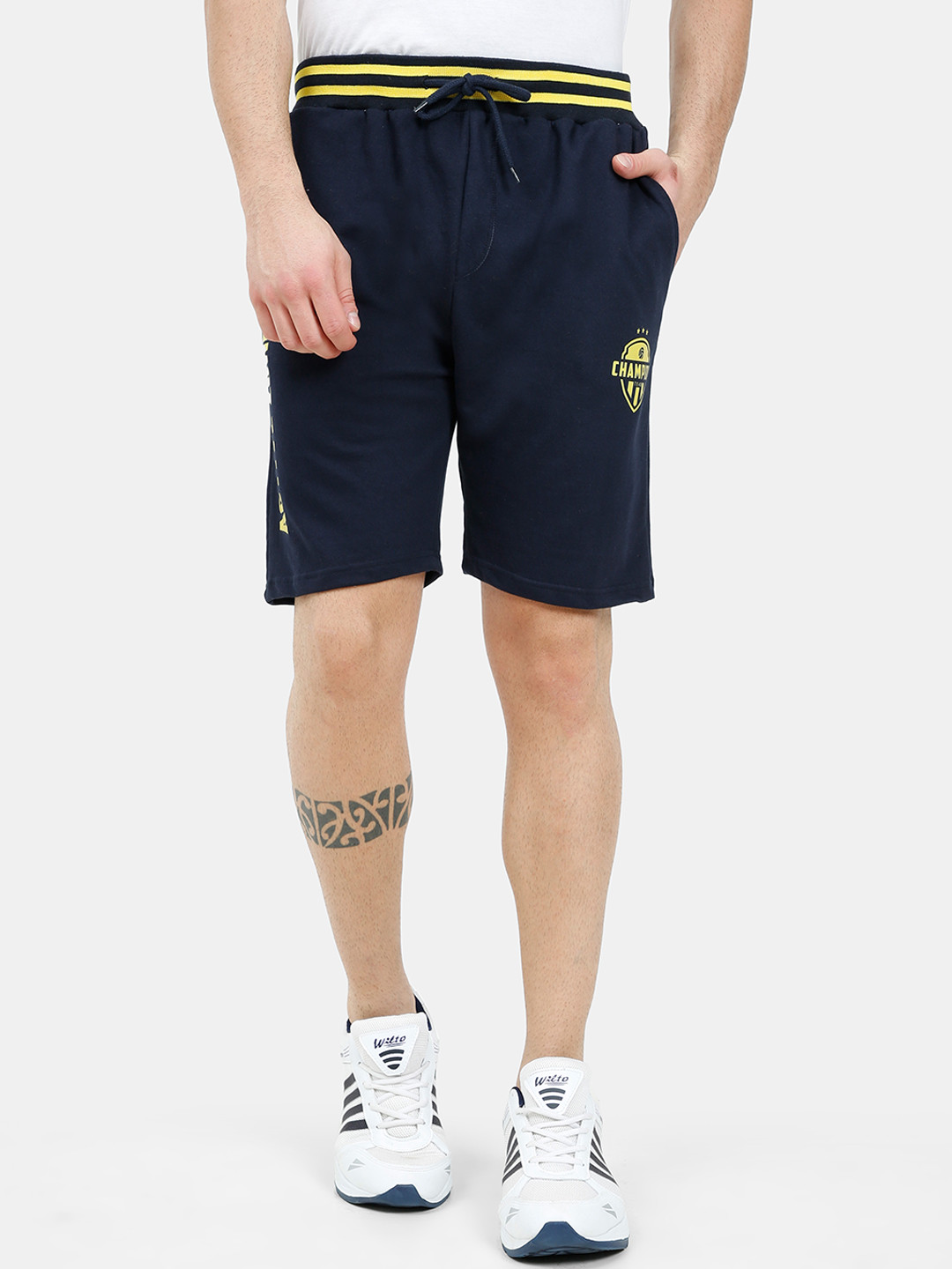 ARDEUR Men Navy Blue Cotton Training or Gym Sports Shorts