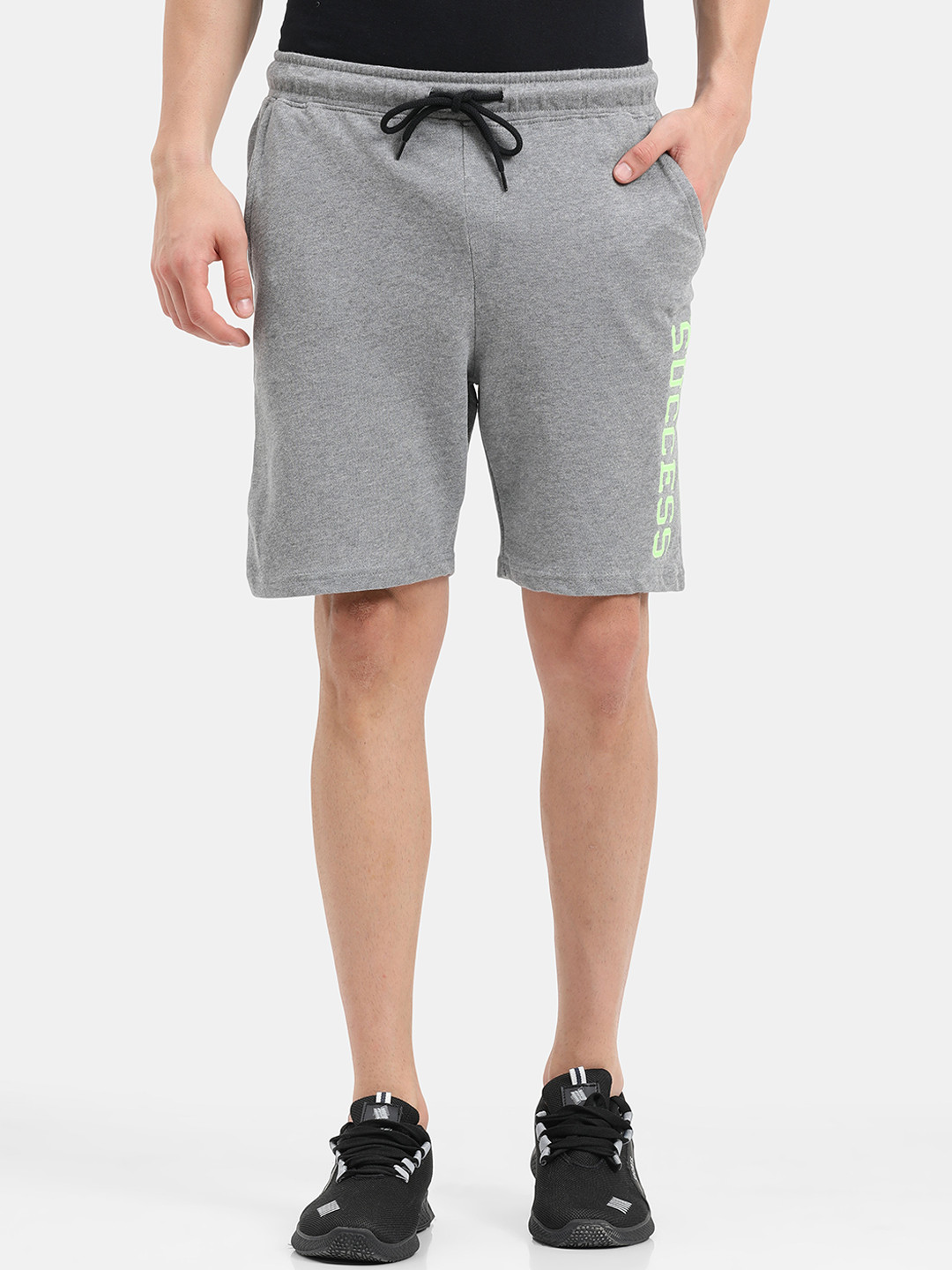 ARDEUR Men Grey Melange Training or Gym Shorts