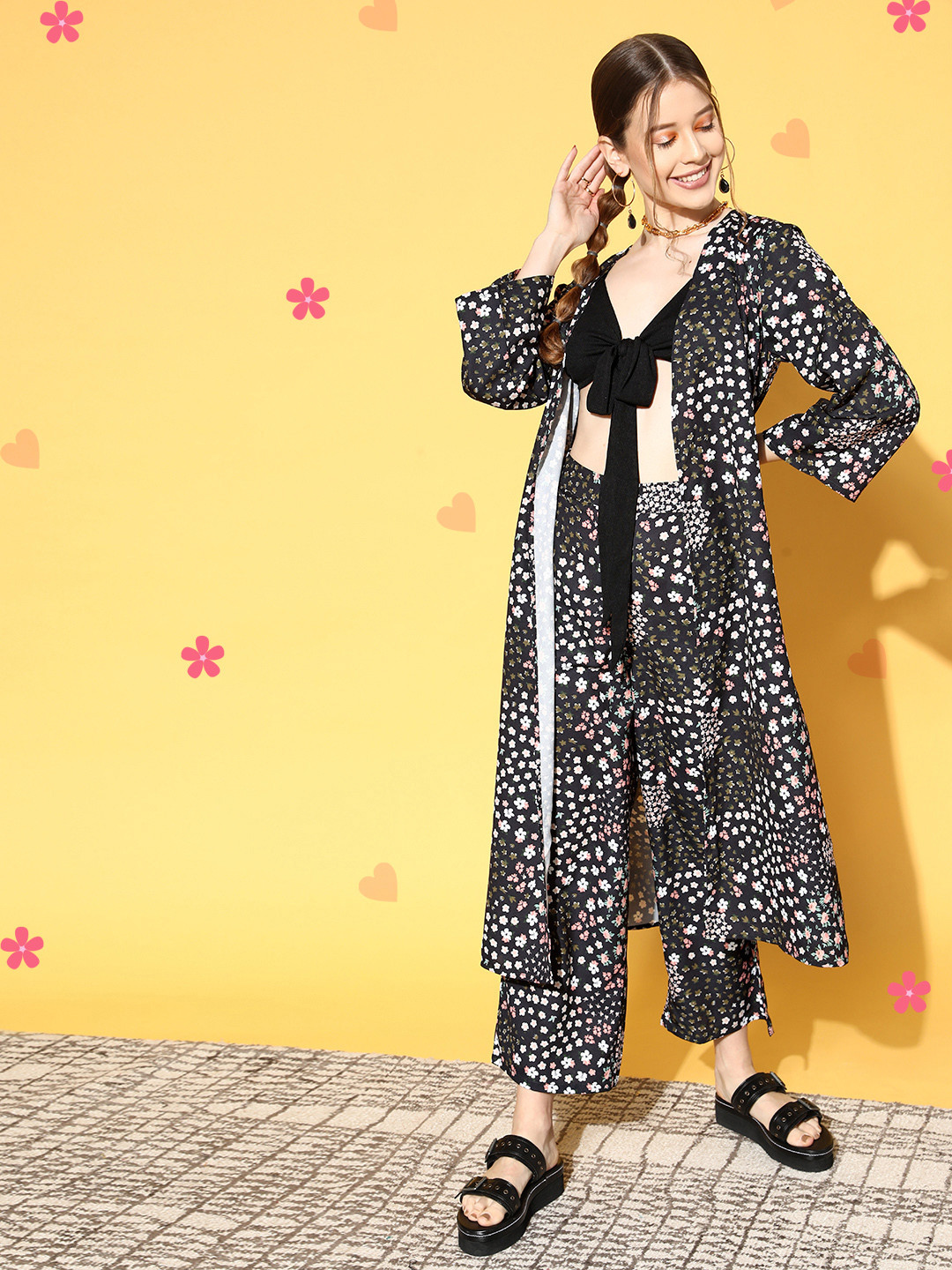 Athena Women Classic Black Solid Top with Trousers