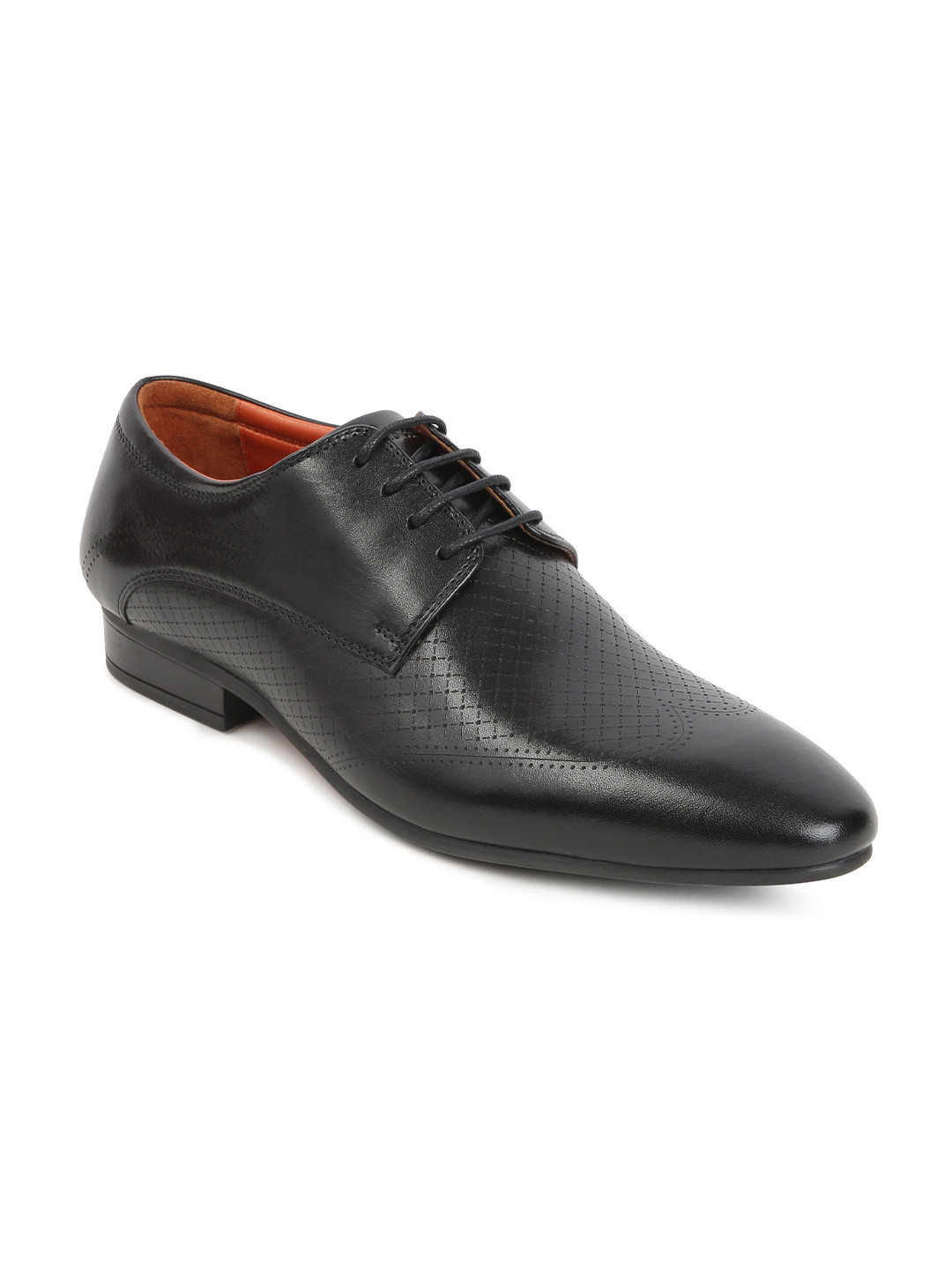 GABICCI Men Black Woven Design Leather Derbys Formal Shoes