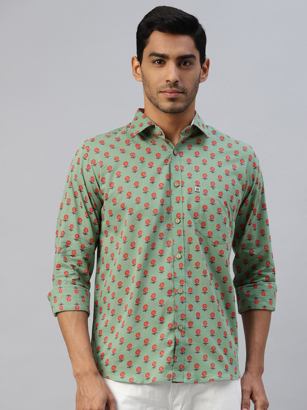 Readiprint Men Green Ethnic Motifs Printed Casual Shirt