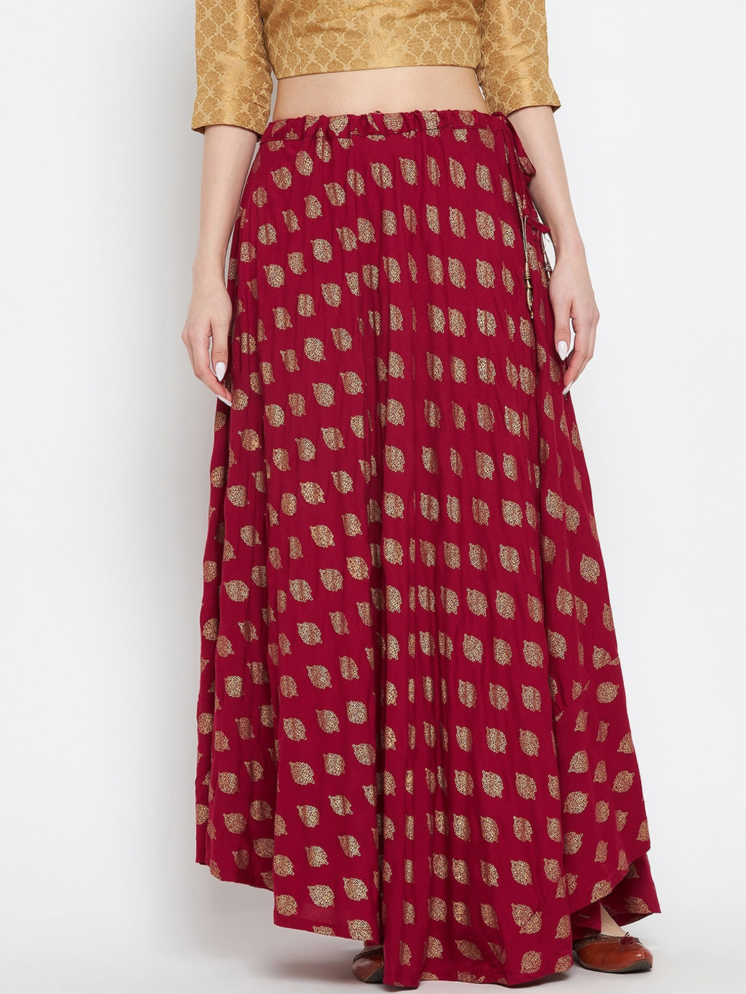 Clora Creation Women Maroon Printed Maxi Skirt