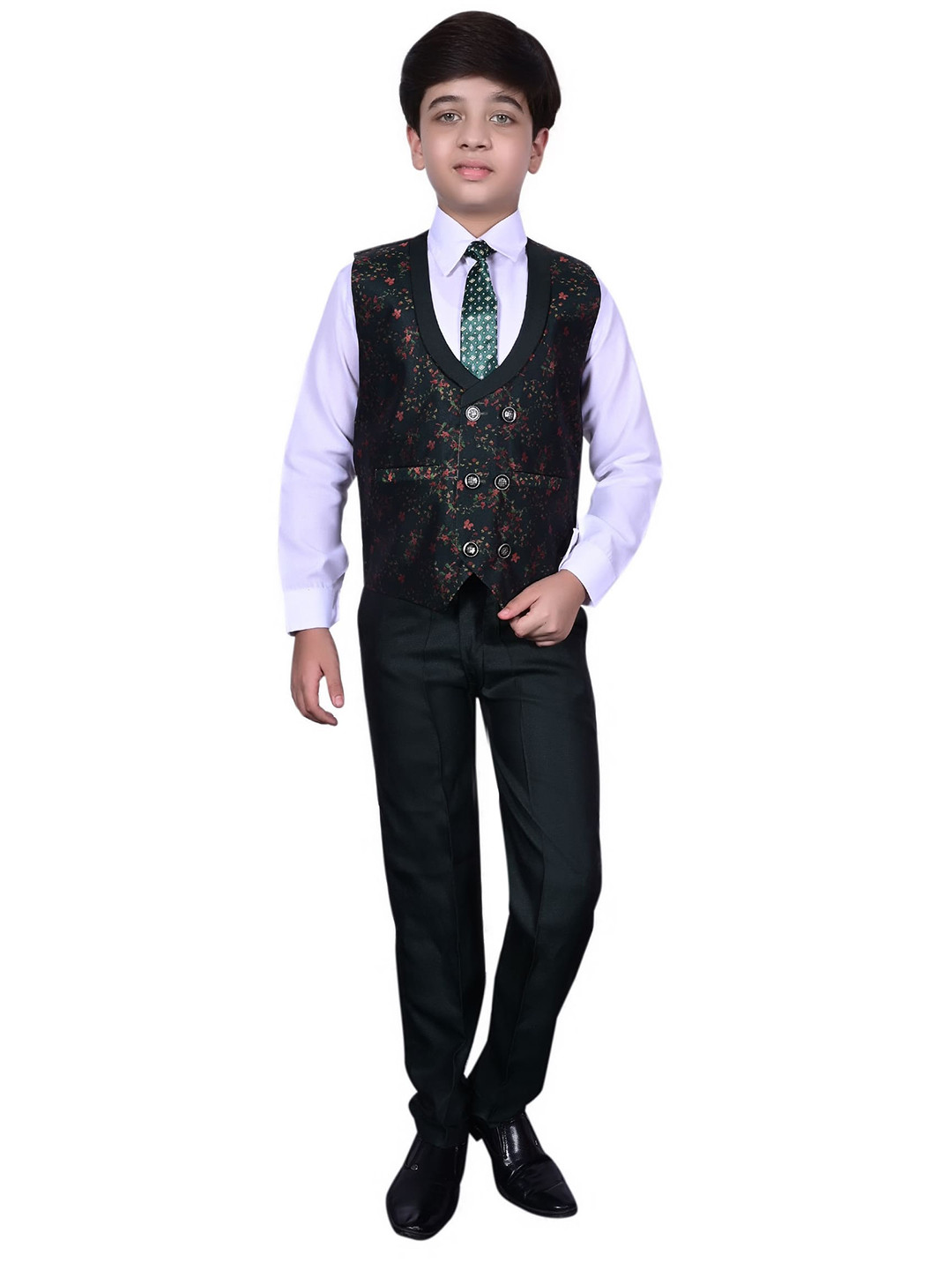 Pro-Ethic STYLE DEVELOPER Boys Black & White Solid 3 Piece Suit Set