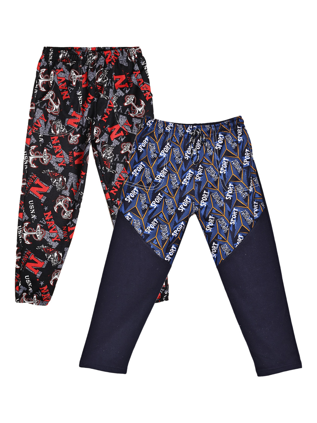 Fashionable Boys Pack of 2 Multi-Colored Printed Track Pants