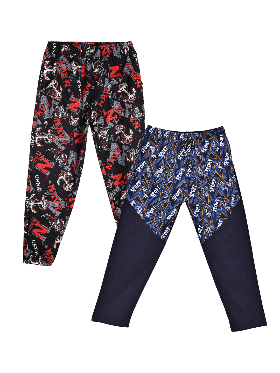 Fashionable Pack of 2 Girls Multi Colored Printed Track Pants