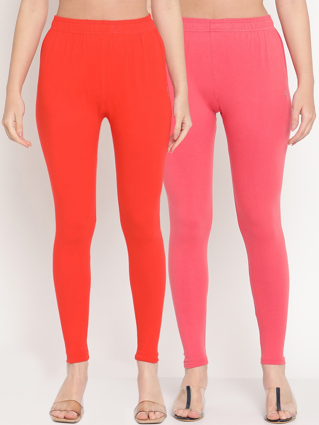 Buy TAG 7 Women Pack Of 2 Orange Pink Solid Ankle Length Leggings Leggings for Women 17767296 Myntra