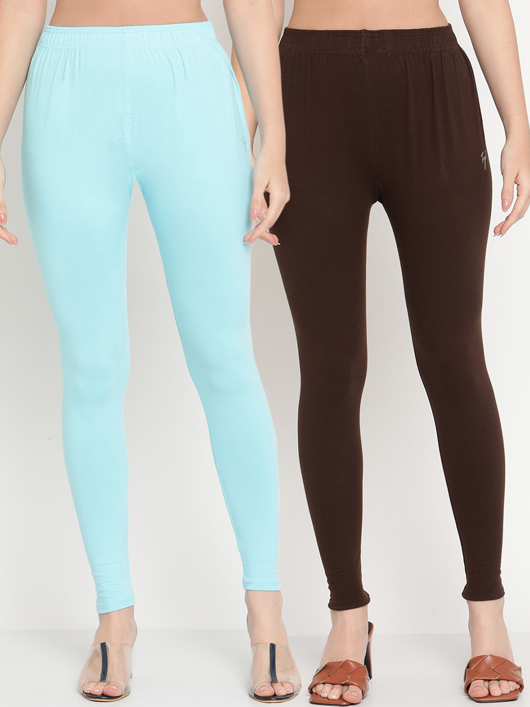 TAG 7 Pack of 2 Blue & Brown Ankle Length Leggings