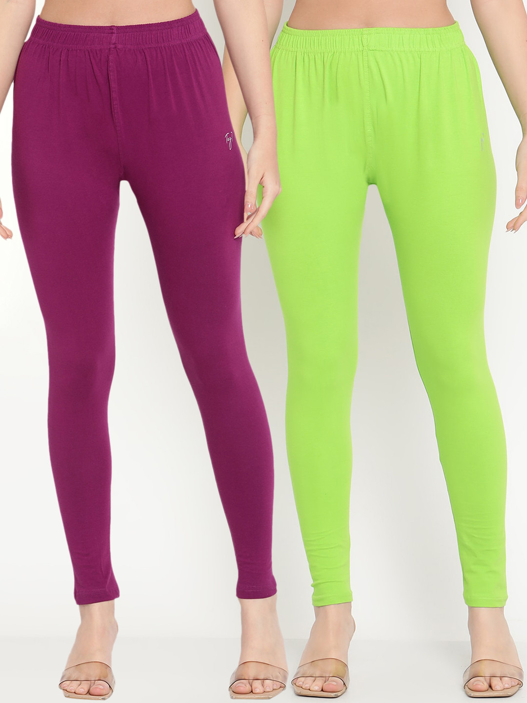 TAG 7 Women Pack of 2 Solid Straight-Fit Ankle Length Leggings