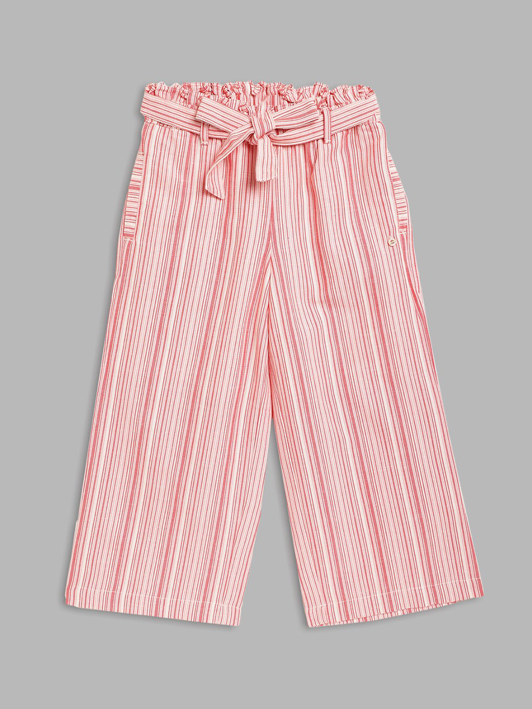 ELLE Girls Red Striped Relaxed Leg Straight Fit Culottes Trousers