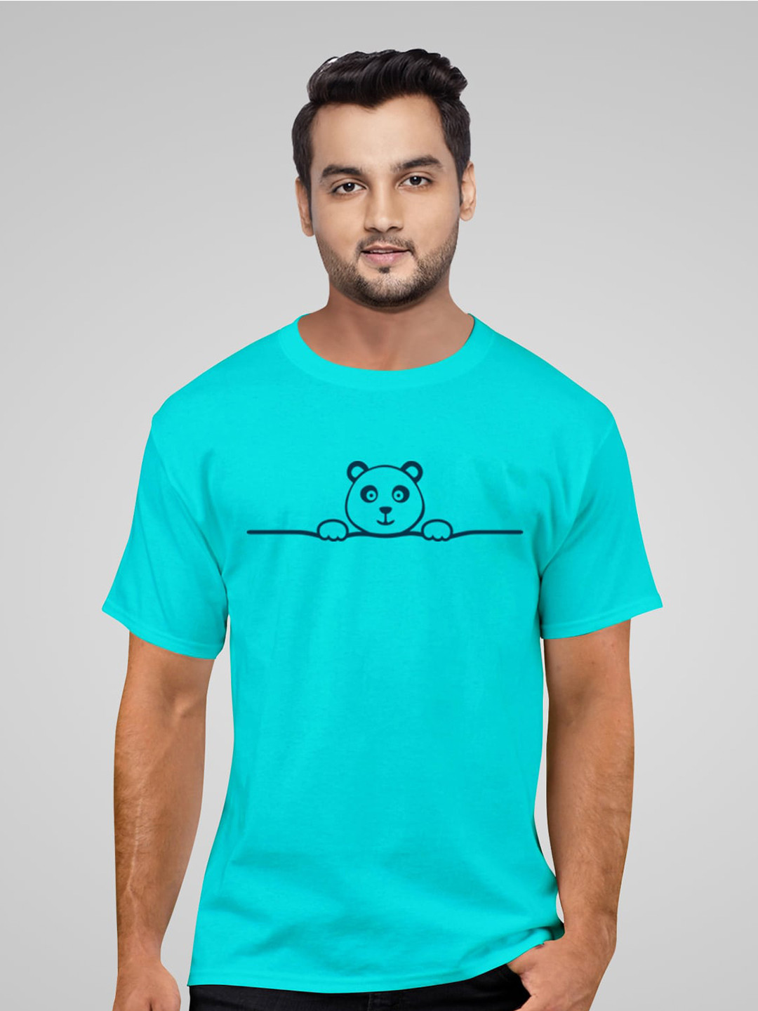 Pootlu Men Blue Typography Printed T-shirt