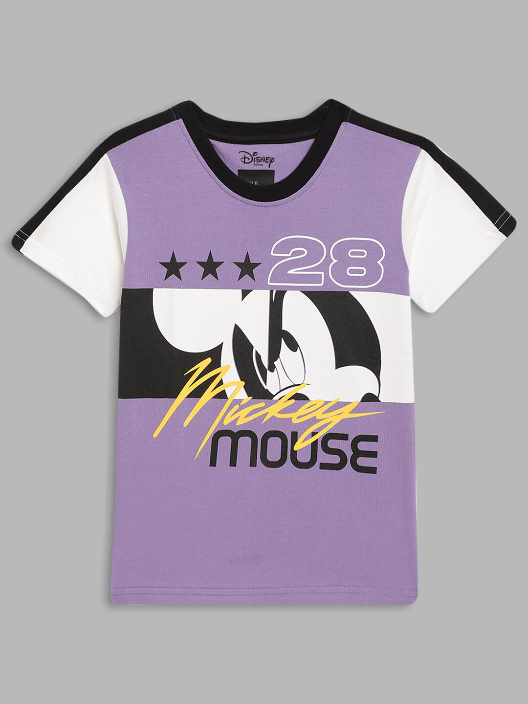Blue Giraffe Boys Purple & White Mickey Mouse Printed T-shirt