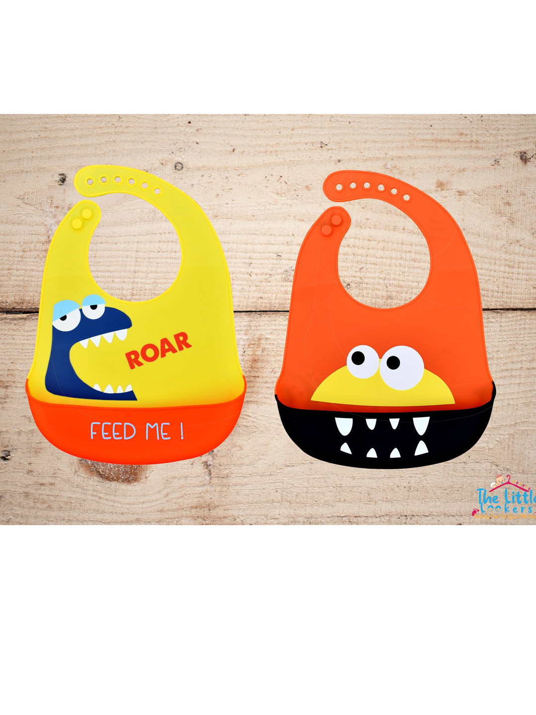 The Little Lookers Kids Pack Of 2 Yellow & Orange Printed  Adjustable Food Catching Tray