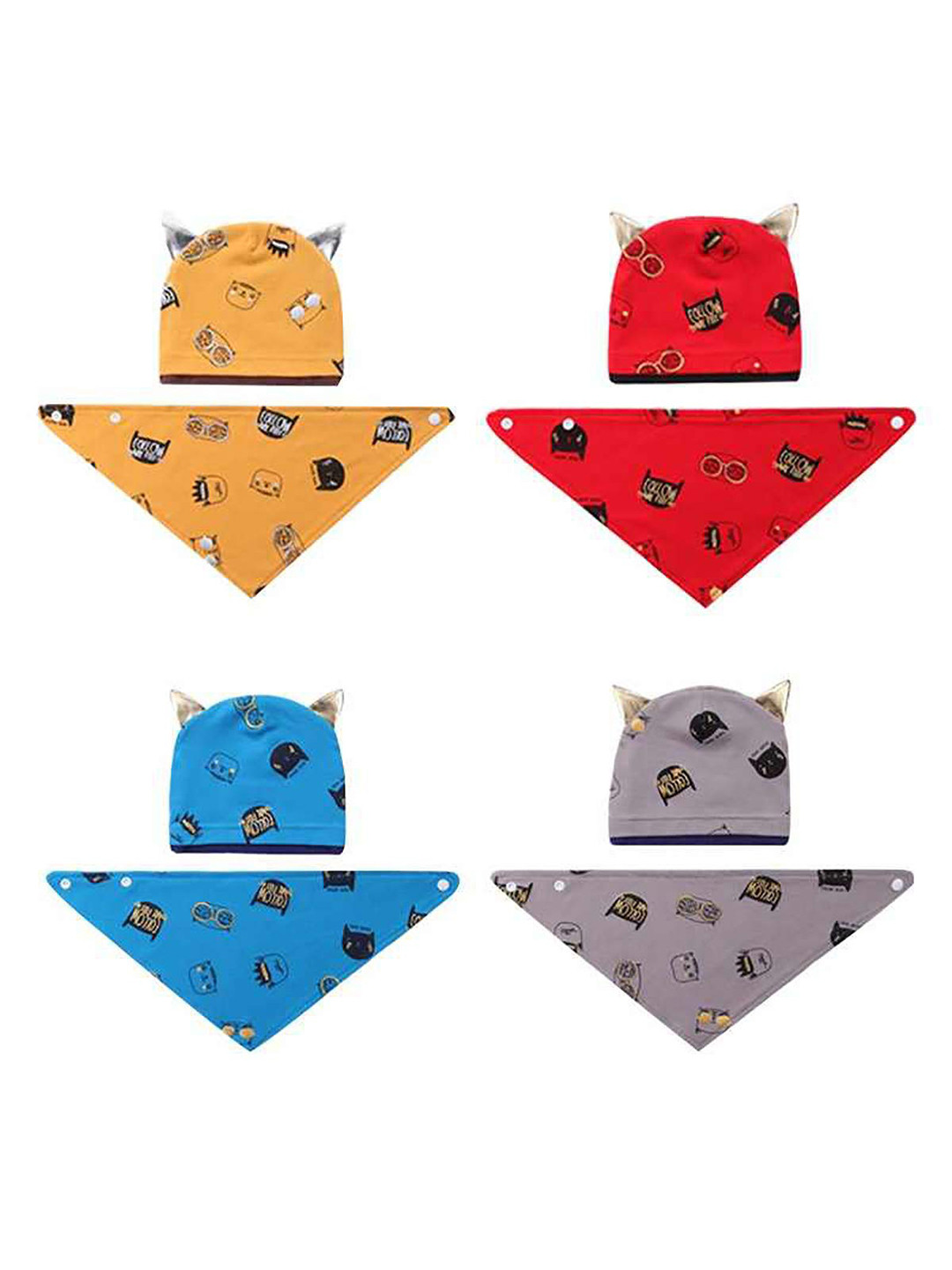 SYGA Unisex Kids Red Printed Beanie
