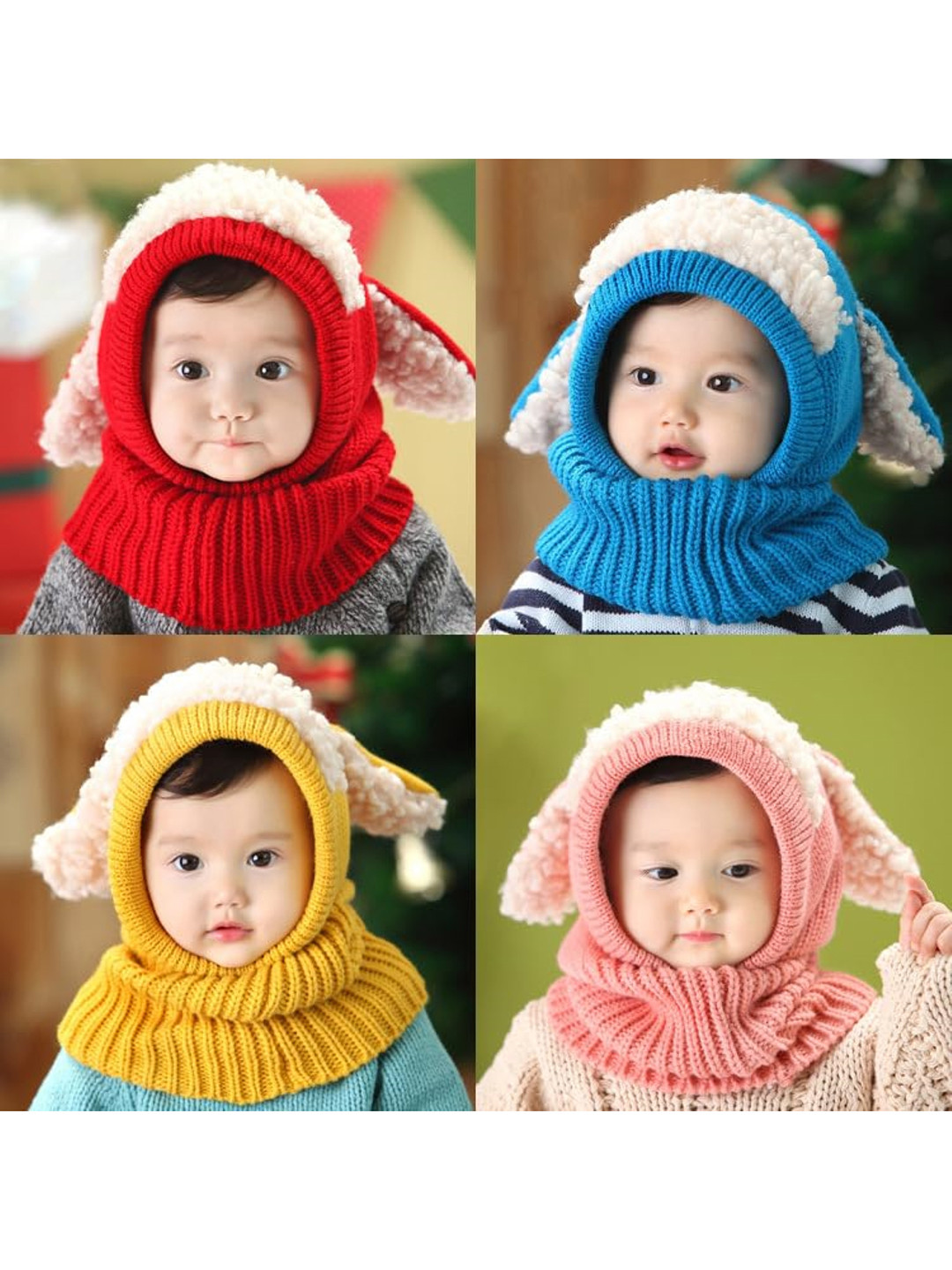 SYGA Kids Self Design Puppy Shape Cotton Woollen Beanie Dog Cap