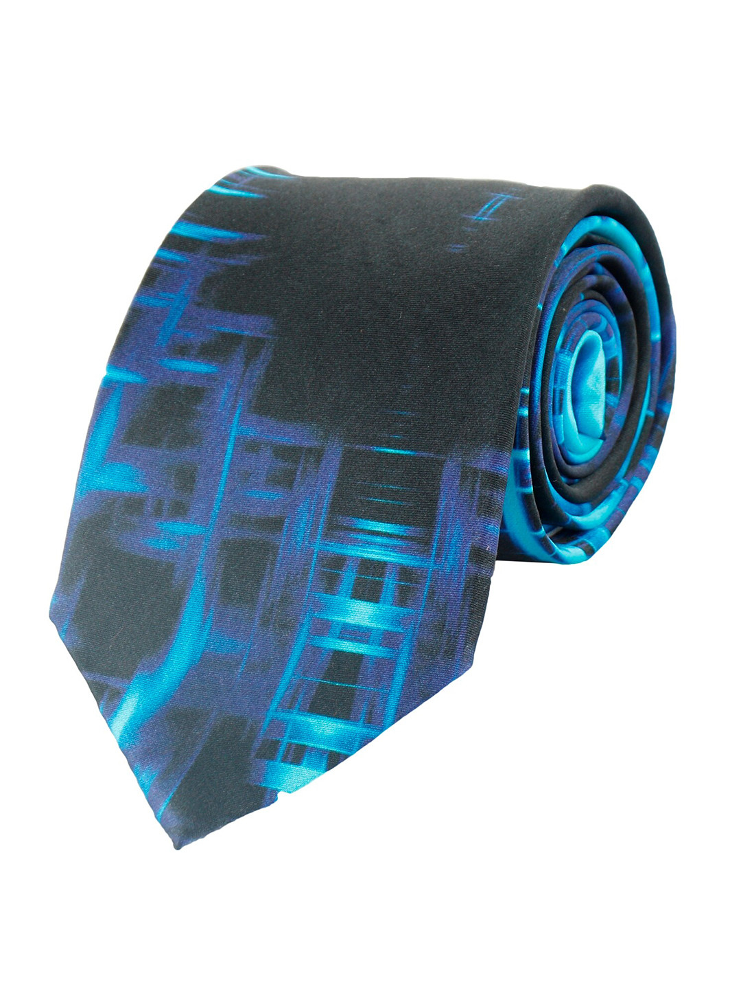 Alvaro Castagnino Men Blue & Black Printed Silk Skinny Tie