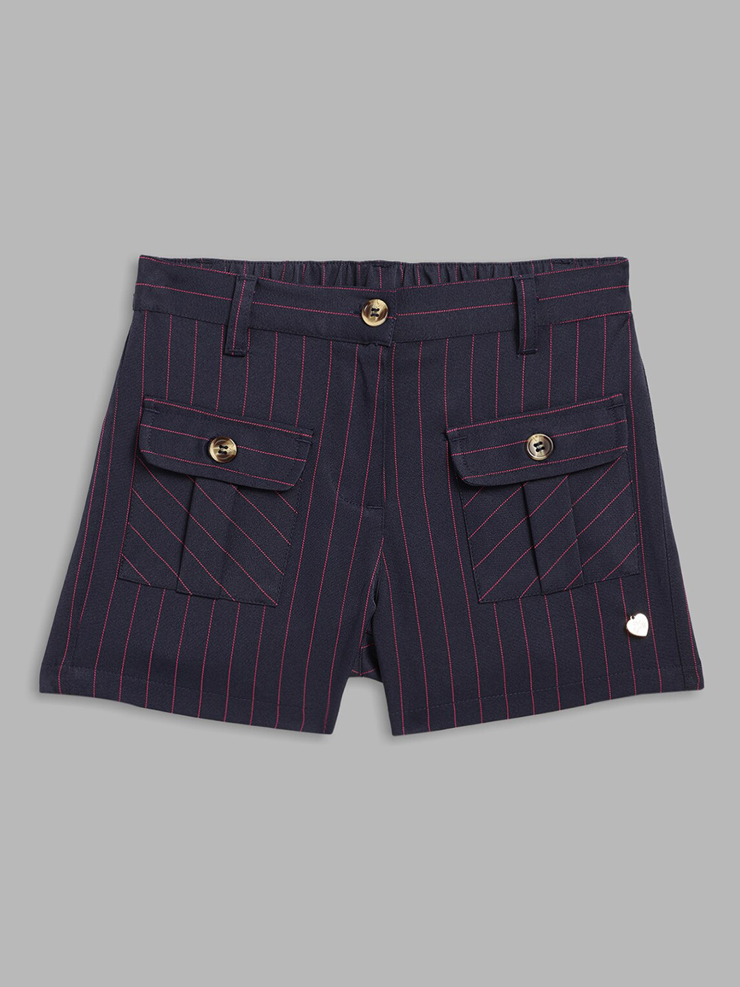Blue Giraffe Girls Navy Blue Striped Shorts