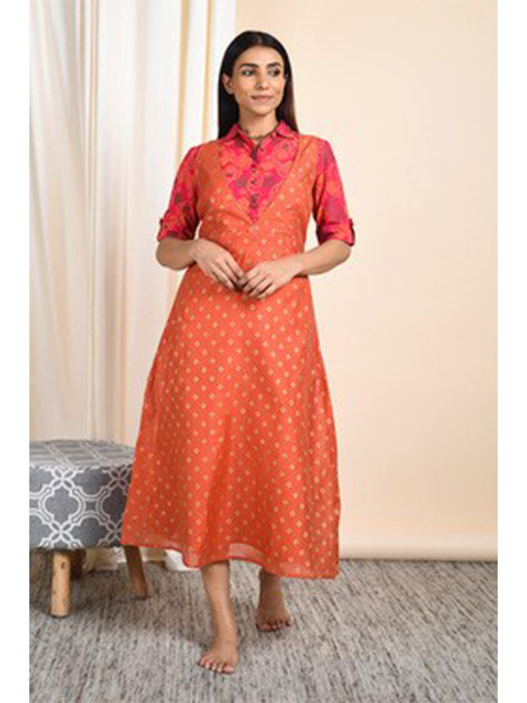 bellamia Multicoloured Ethnic Motifs Ethnic A-Line Midi Dress