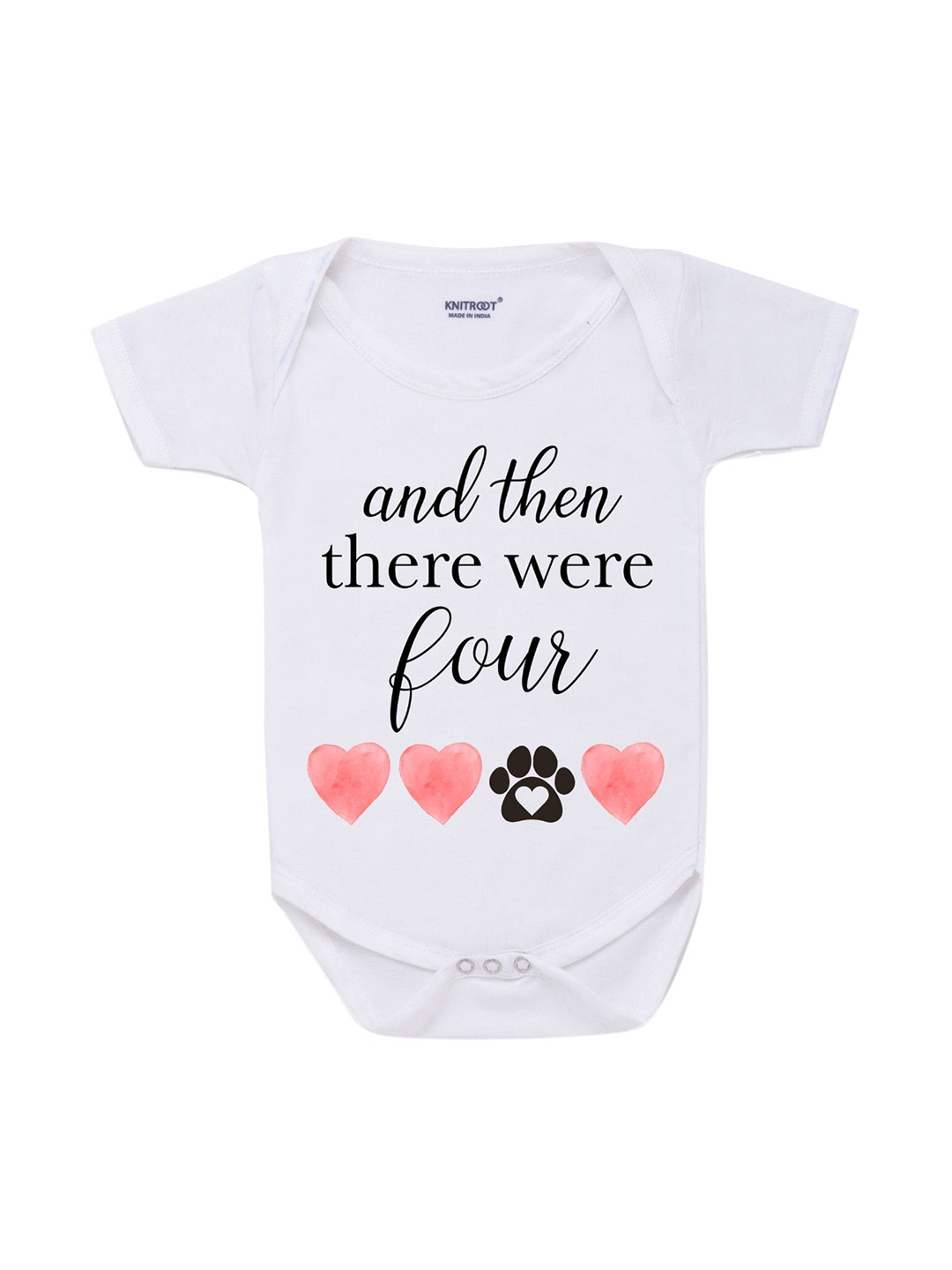 KNITROOT Kids White & Black Printed Body Suit