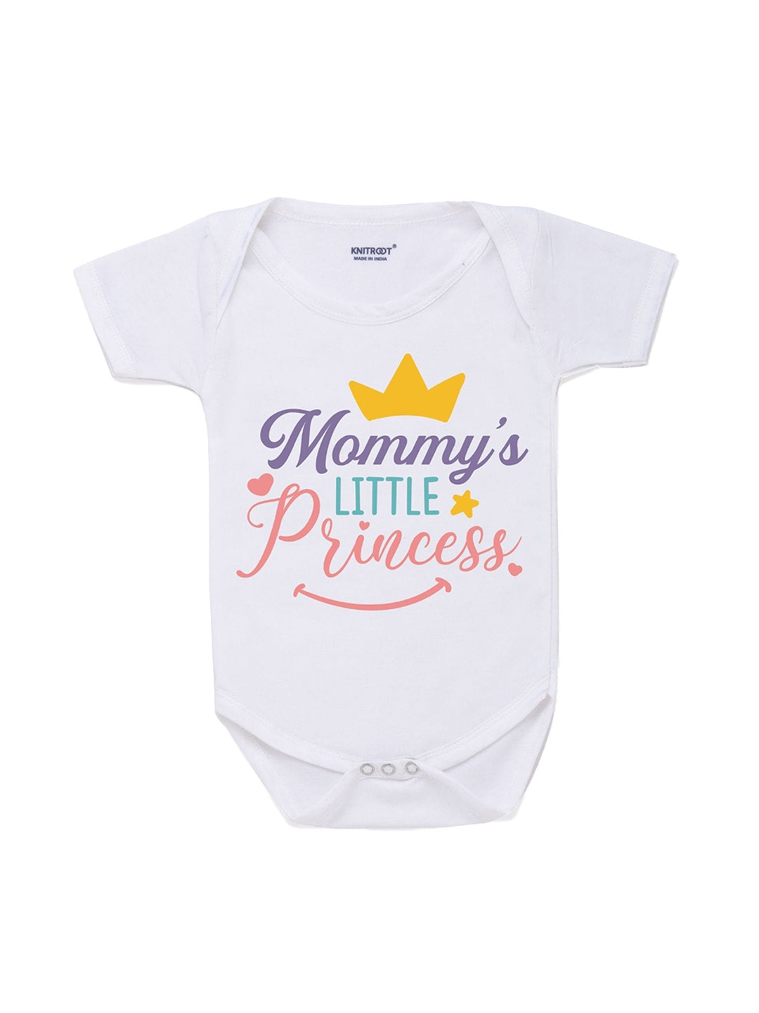 KNITROOT Infants White Typography Printed Cotton Bodysuit