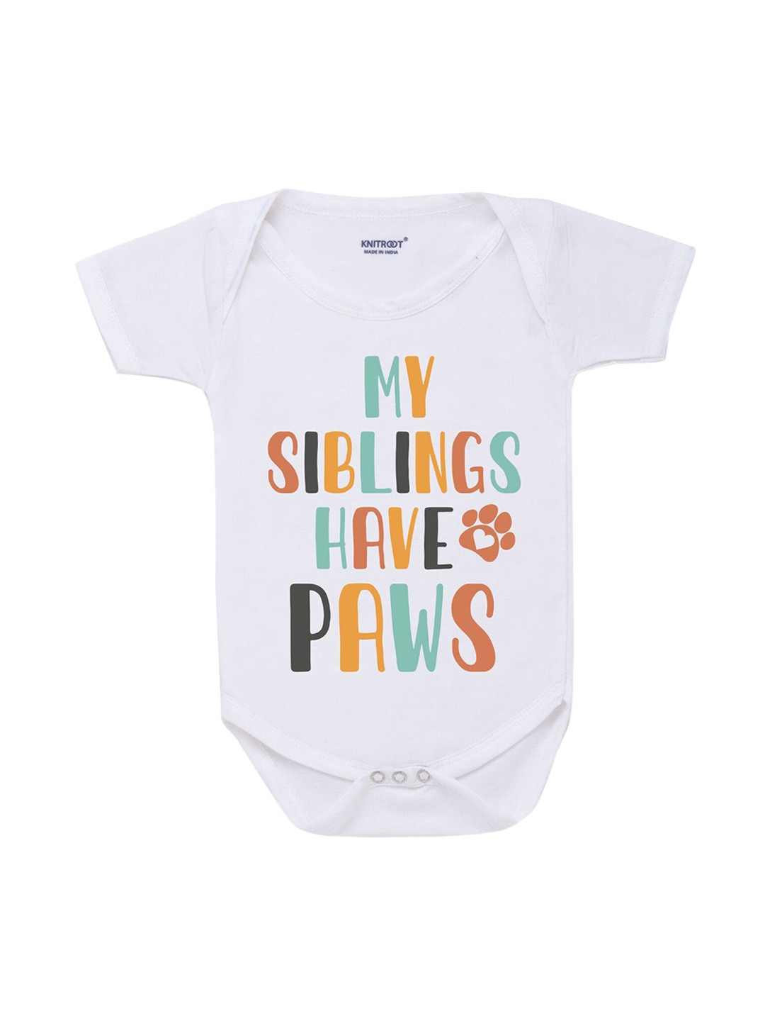 KNITROOT Infant White & Multi Printed Cotton Bodysuit