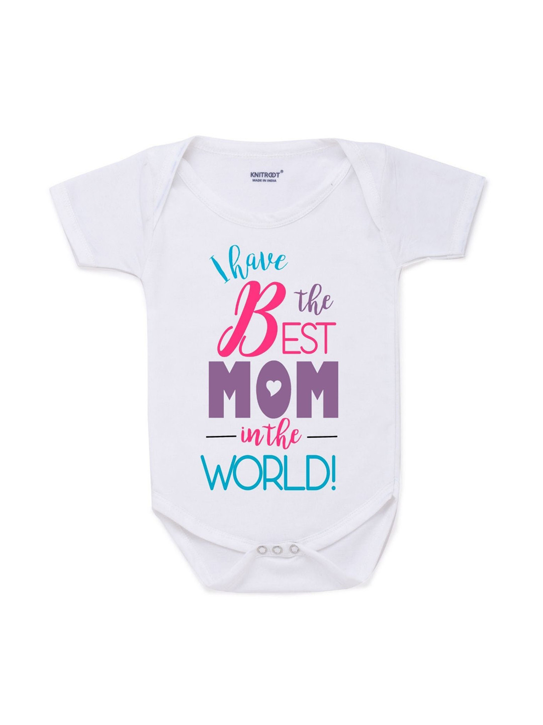 KNITROOT Kids White Typography Printed Cotton Body Suit