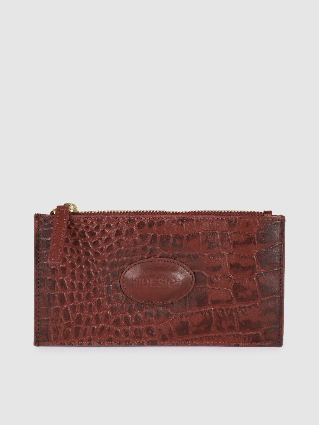 Hidesign Women Maroon Textured Leather Card Holder
